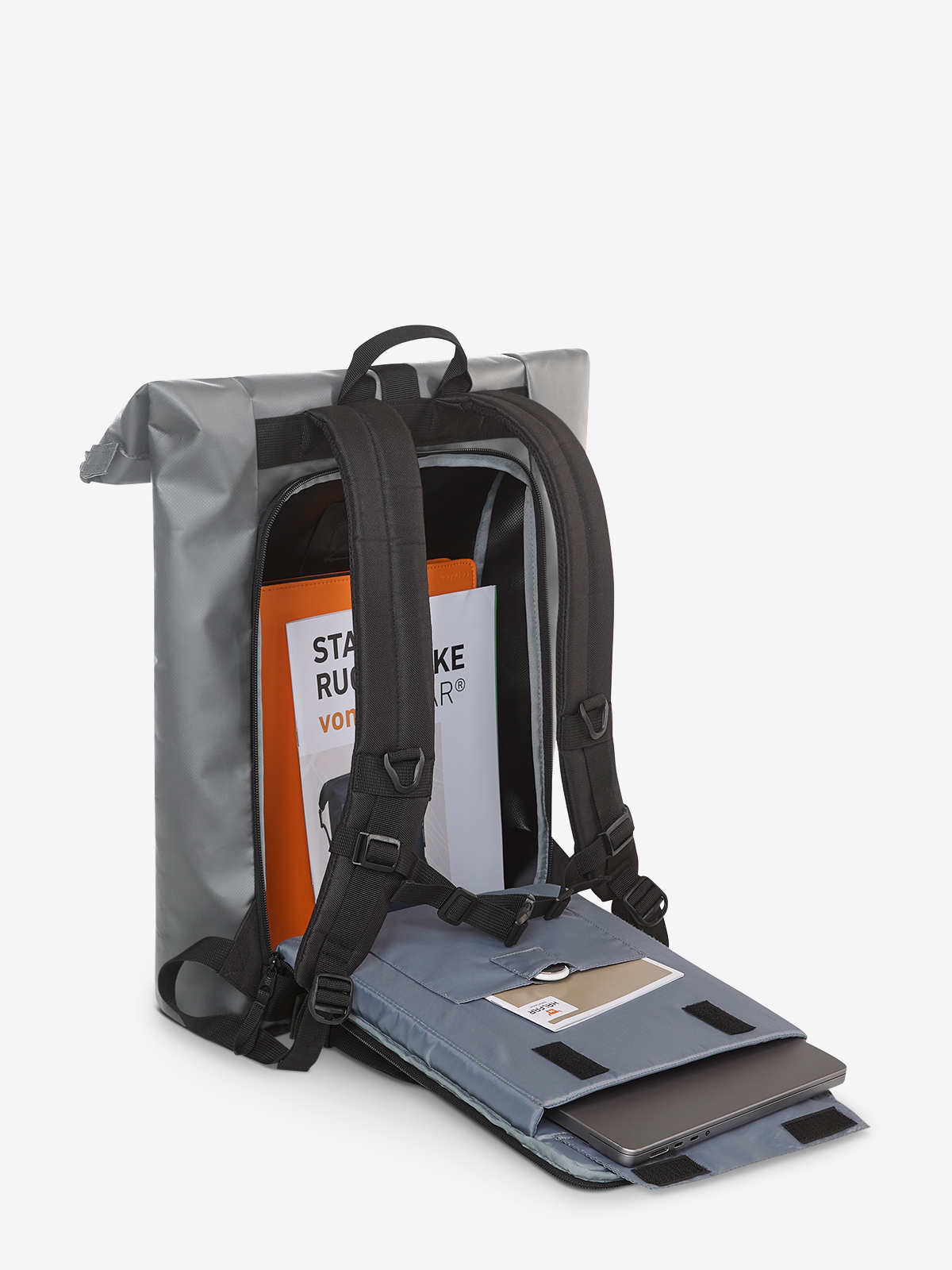 Notebook-Rucksack KURIER mittelgrau detail