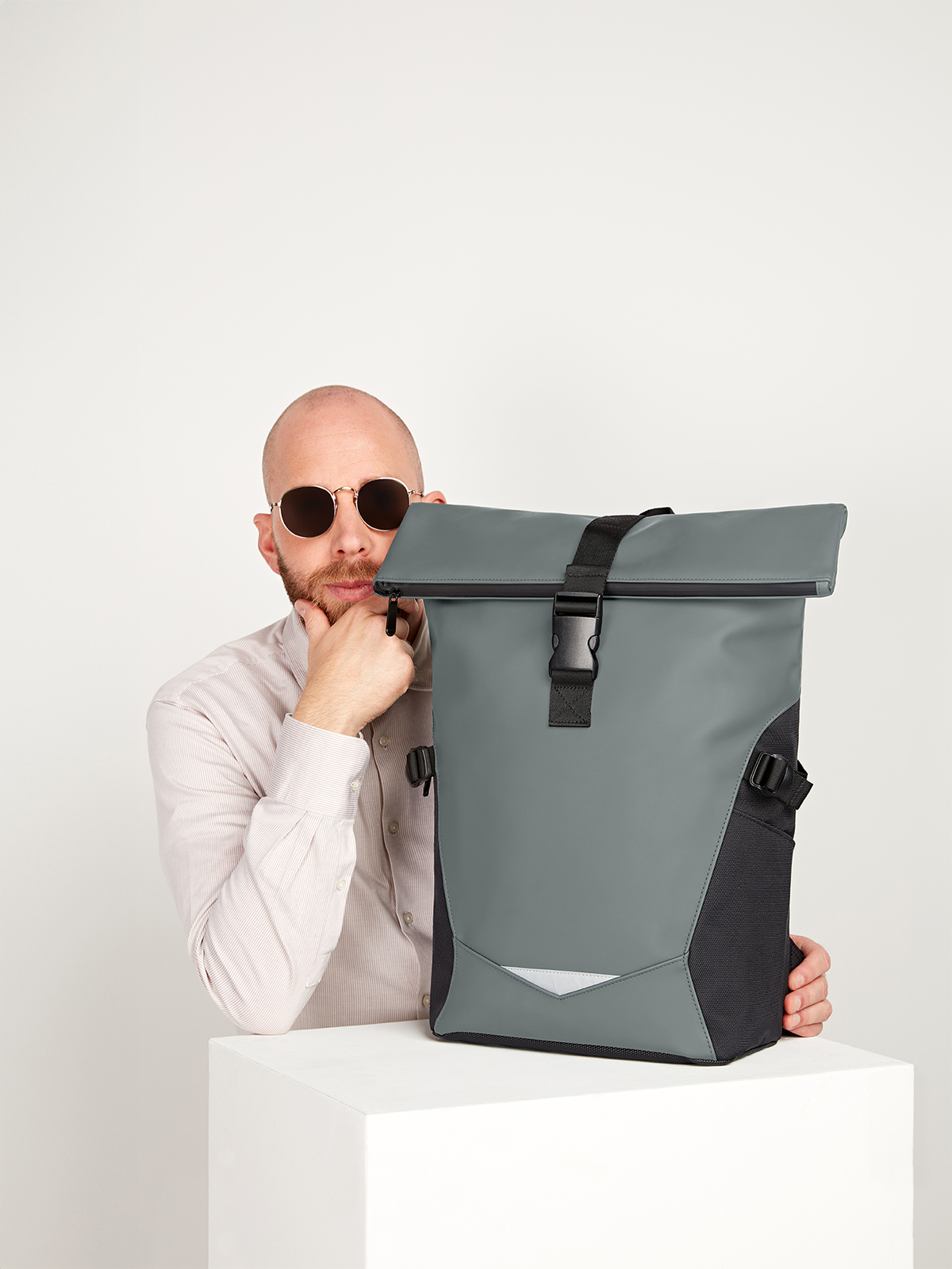 notebook backpack ORBIT medium-grey featuring a model