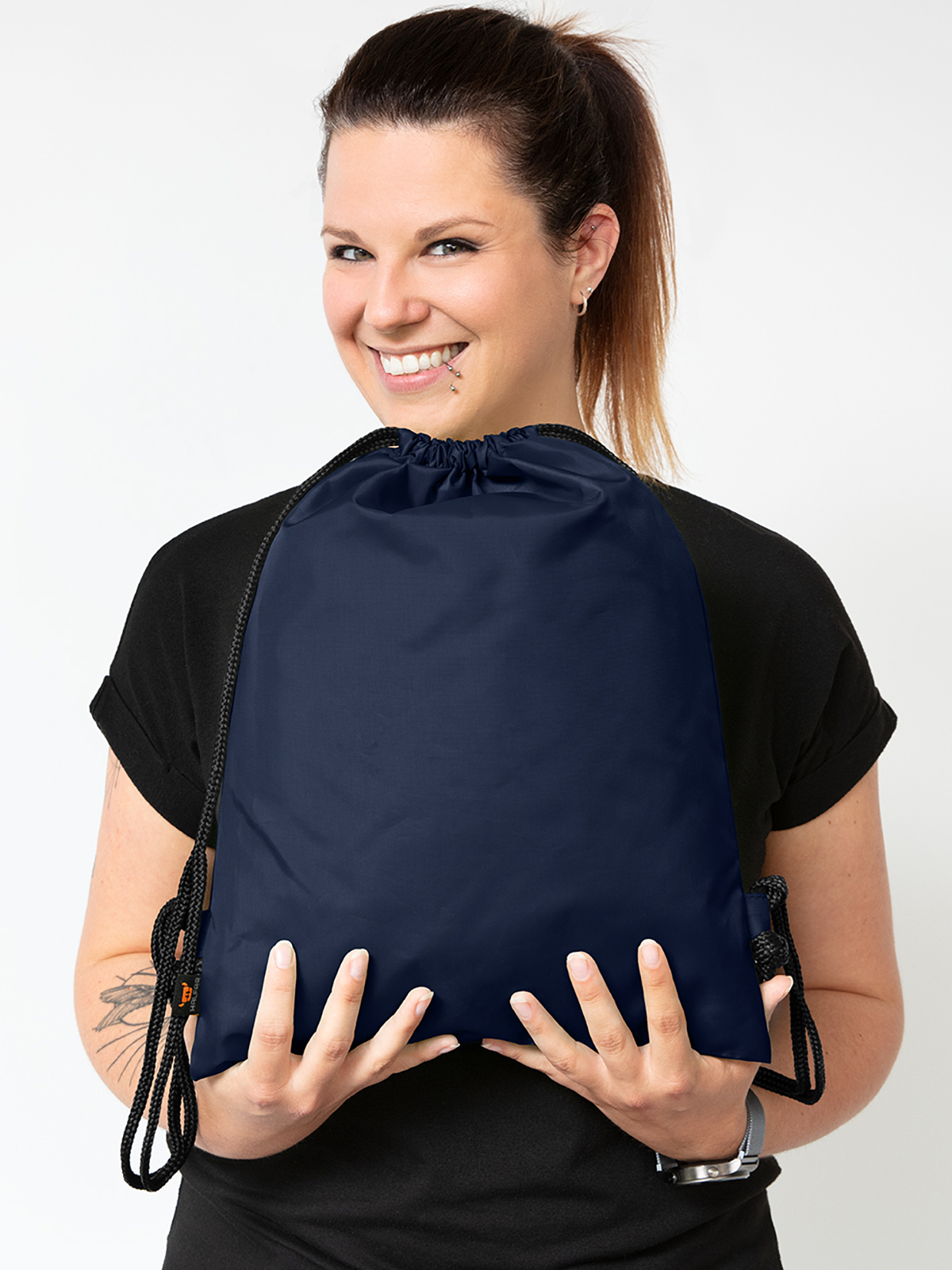 taffeta backpack SPORT navy featuring a model