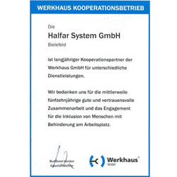 Halfar kooperiert langjährig mit dem Werkhaus