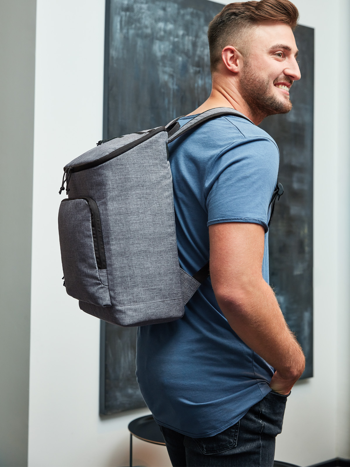 Kuehlrucksack TREND grau-meliert seitlich rechts