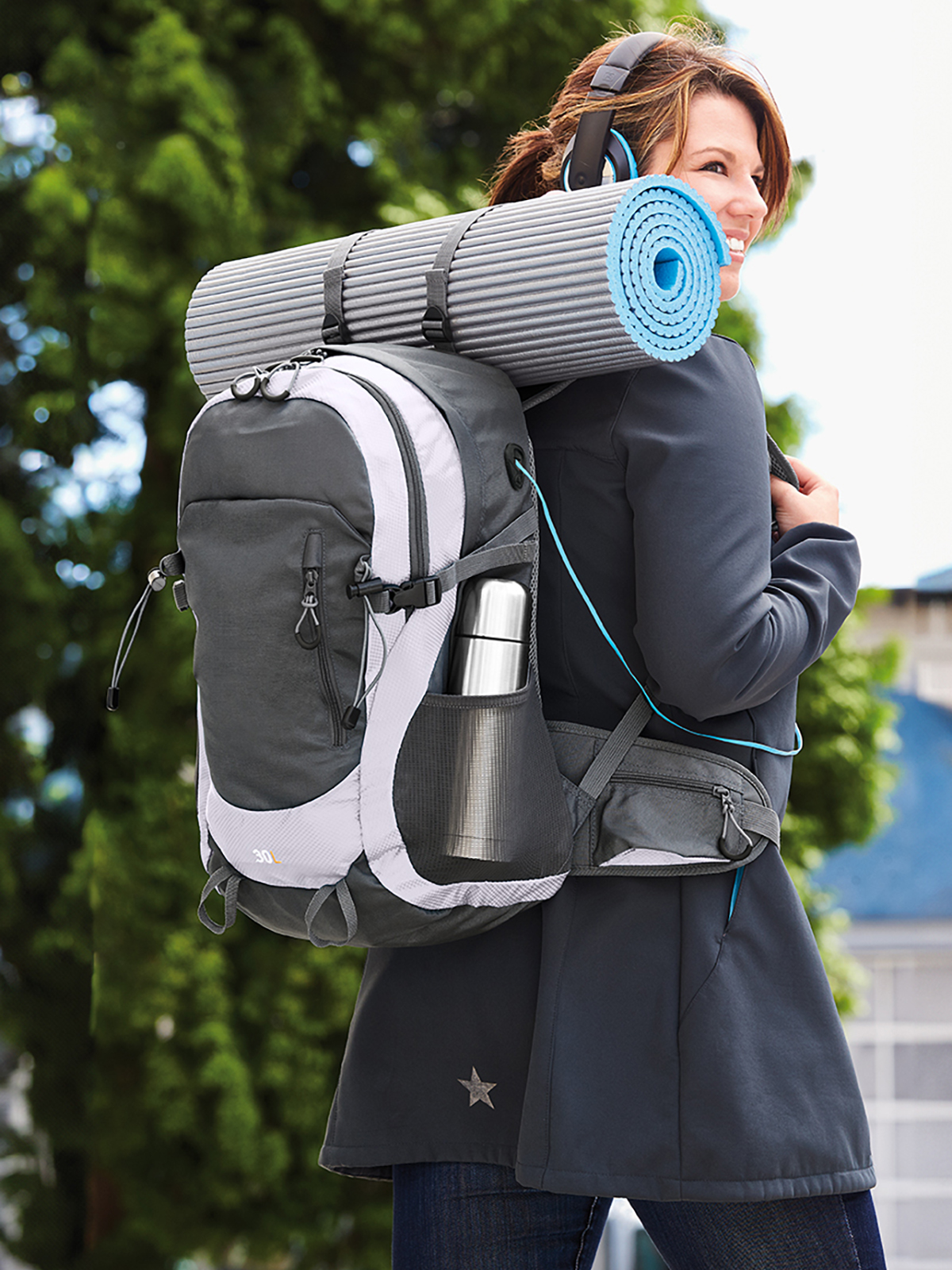 backpack TRAIL white featuring a model