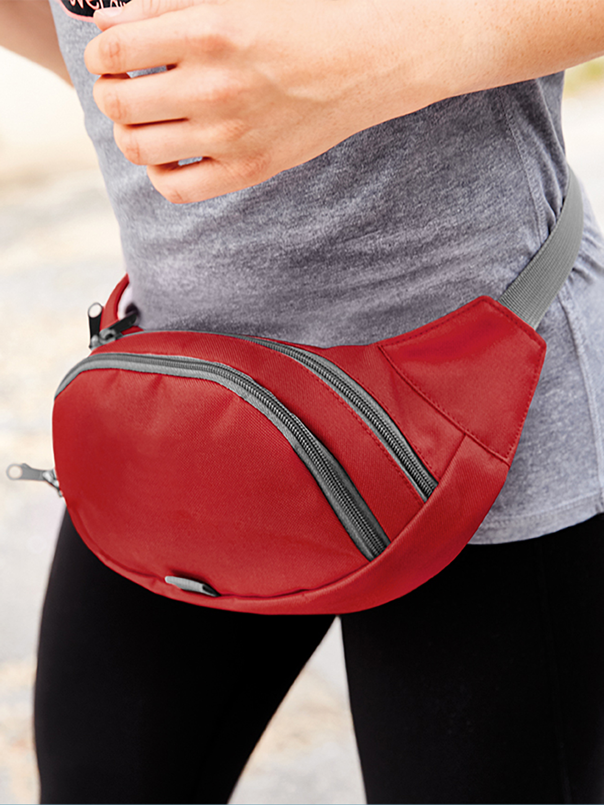 waist bag SOLUTION red featuring a model