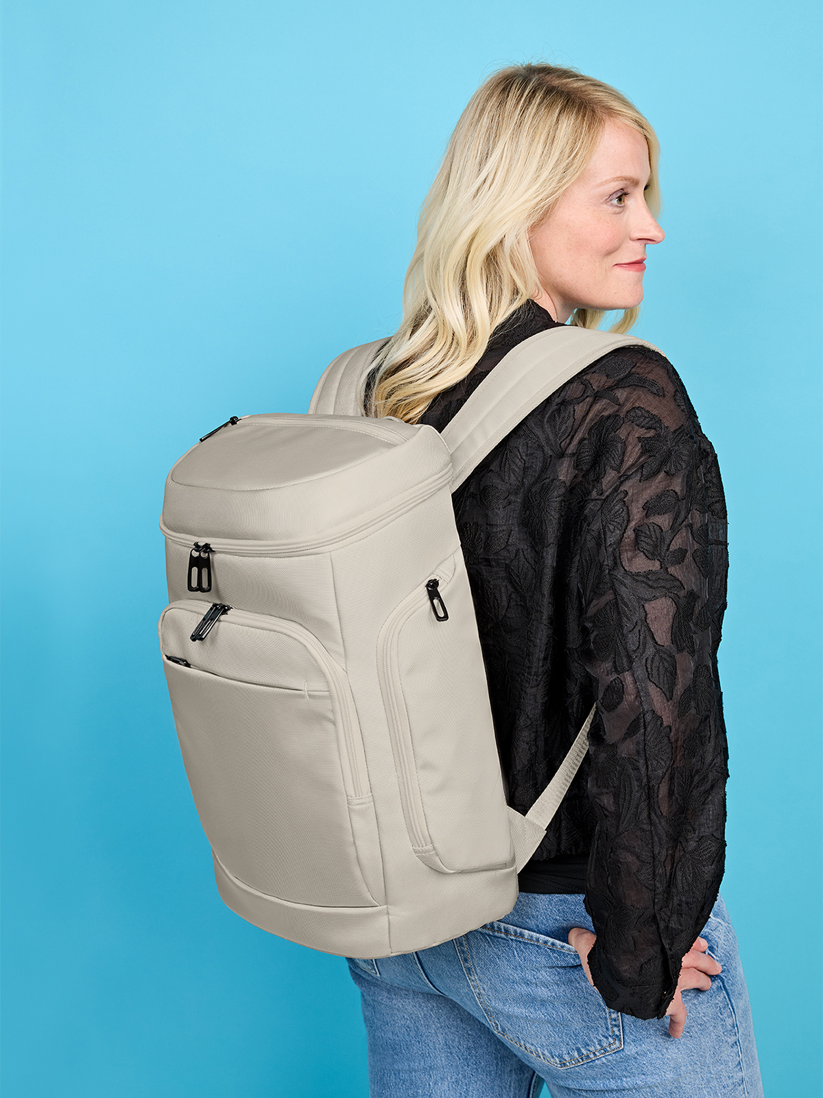 Notebook-Rucksack SOLID beige mit Model