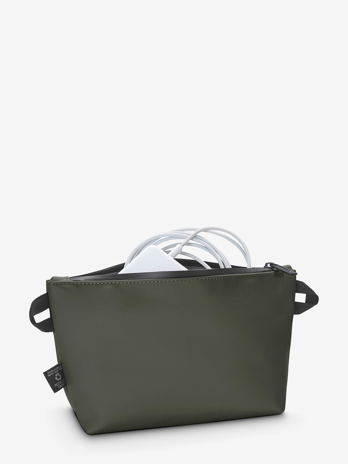 Reissverschluss-Tasche PURE oliv gefuellt kabel
