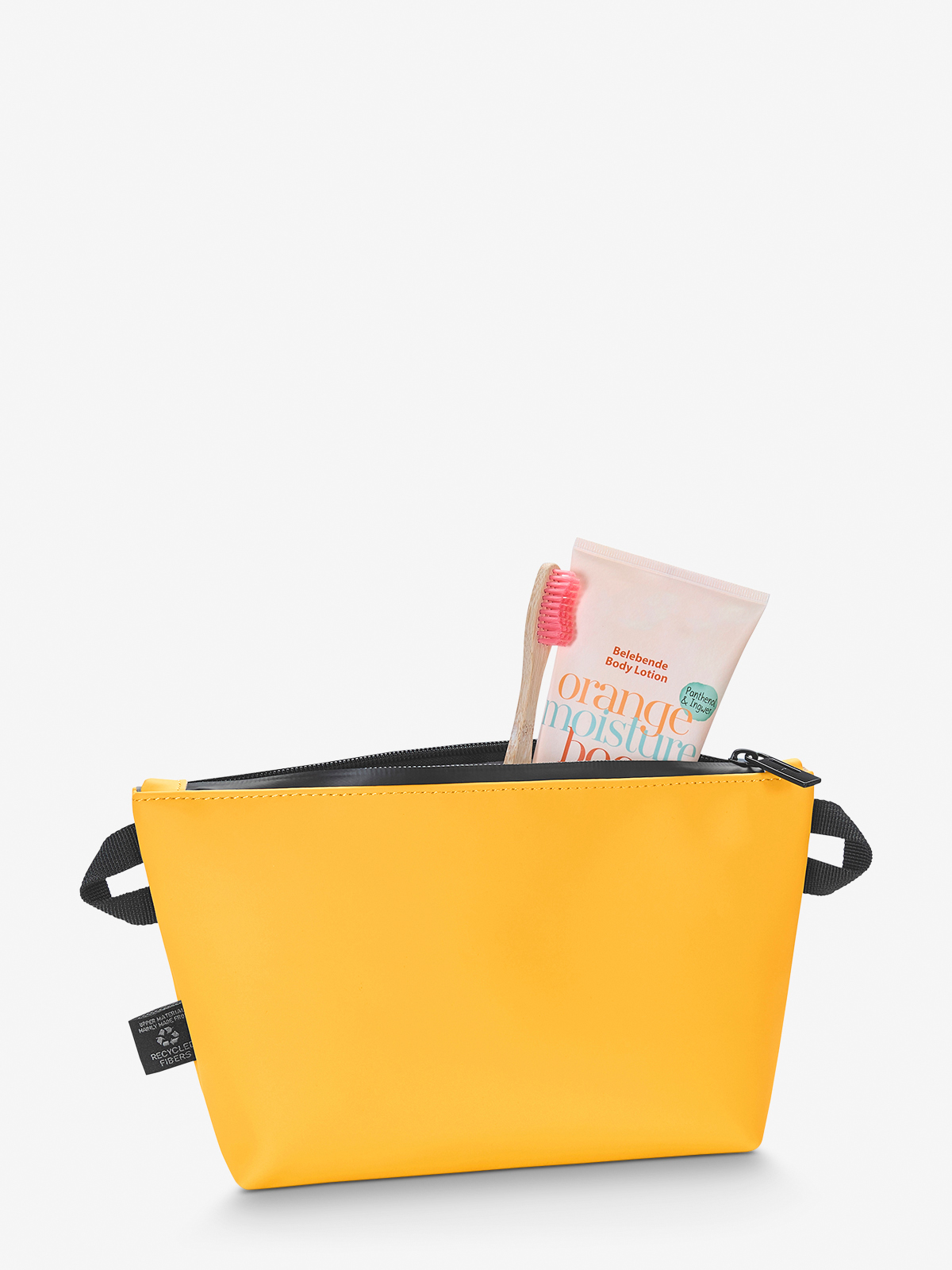 Reissverschluss-Tasche PURE gelb gefuellt kosmetik