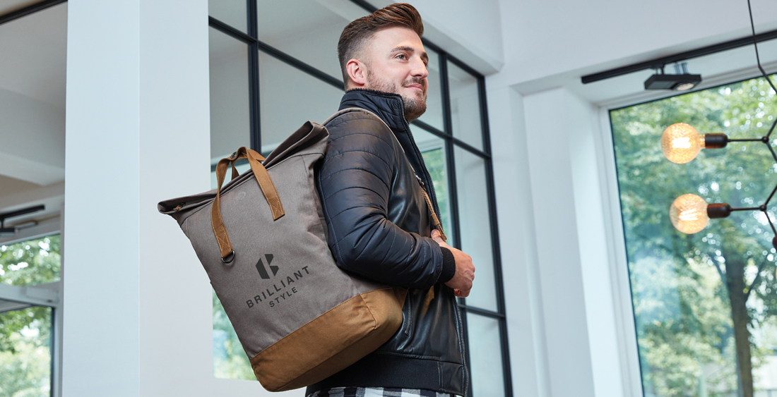 Notebook-Rucksack Life als Werberucksack mit Logo bedruckt