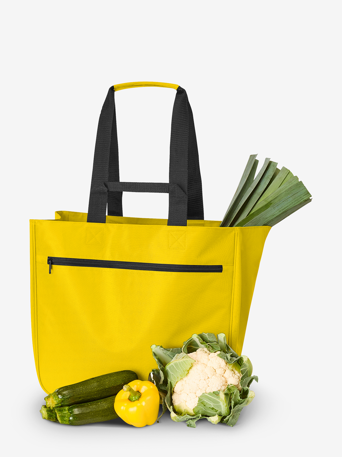 Shopper SOFTBASKET gelb gefuellt mit gemuese